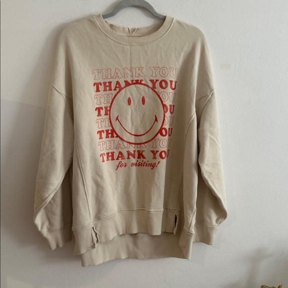 Aerie Oversized Cream and Orange Long Sleeve Hoodie - PRELOVED - Picture 6 of 11